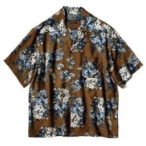 SILK RAYON CHAMPETRE MARIA PATTERN WRANGLE COLLAR ALOHA SHIRT